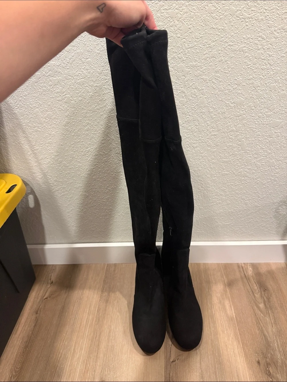 Sam Edelman Black Over-the-Knee Suede Block Heel Boots